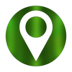 Glossy Green Map Pointer Icon with Shadow Effect Isolated on White