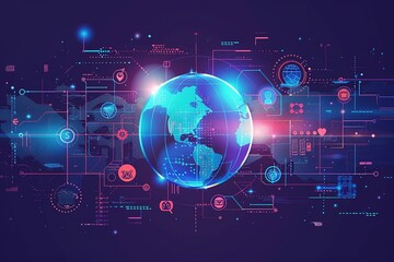 Obraz premium Global network connection abstract background, comprehensive big data visualization and internet technology.