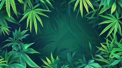Marijuana leaves, hemp on a dark background, beautiful background