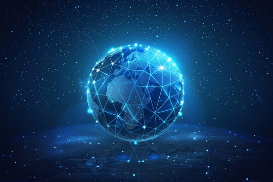Global network connection abstract background, comprehensive big data visualization and internet technology. - Powered by Adobe