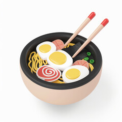 Ramen ​​3D icon on white background