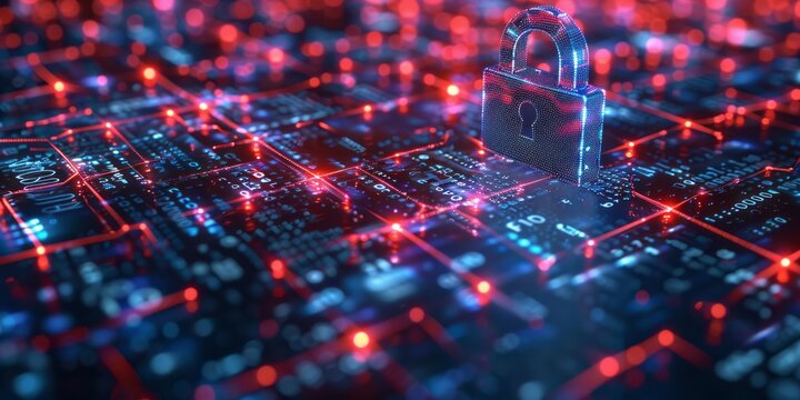 Secure Padlock on Computer Screen