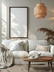 
31/5000
Interior design, simple and warm living room, sunlight on the sofa, beautiful decorative paintings hanging on the wall
