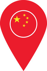 Chinese flag map pin icon . china flag map pin icon . Vector illustration