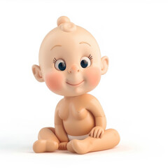 Newborn baby 3d icon on white background


