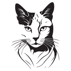 Cat silhouettes vector image, Black cat vector image, isolated  Cat, logo, typography, decorative sticker on white background.