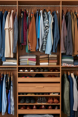 Efficiently Organized Wardrobe Showcasing Art of Closet Organization for Easy Access and Aesthetic Appeal