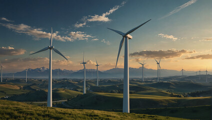 wind turbine at sunset