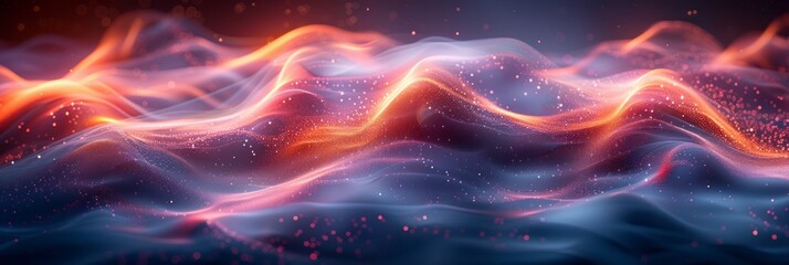 Dynamic Orange and Blue Wave on Black Background