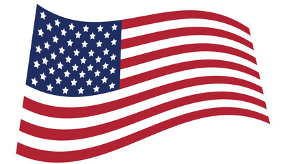 Waving national US flag isolated on white. Vector illustration
