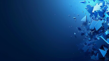  A blue background with various-sized blue objects at its bottom Objects are situated in the lower half of the image, specifically the bottom half of the bottom half