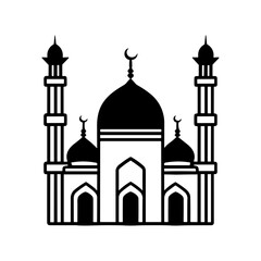 Simple mosque black isolated flat icon.