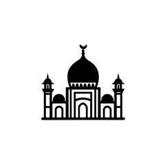 Simple mosque black isolated flat icon.