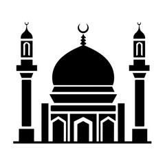 Simple mosque black isolated flat icon.