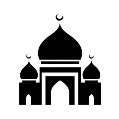 Simple mosque black isolated flat icon.