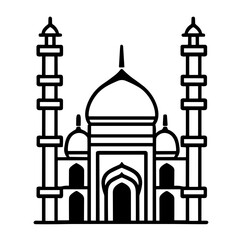 Simple mosque black isolated flat icon.