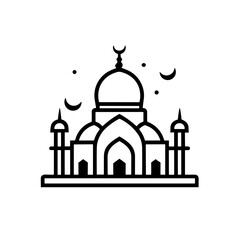 Simple mosque black isolated flat icon.