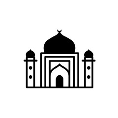 Simple mosque black isolated flat icon.