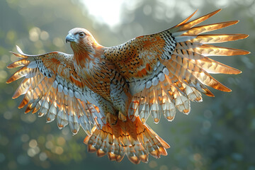 Elegant Bird in Flight with Autumn Background - Ideal for Themes of Freedom, Nature, and Tranquility