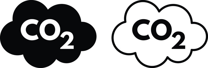 Co2 icon set in two styles . Carbon dioxide cloud icon . co2 emissions icon vector