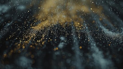 Rain falling gently on a window, yellow light illuminating from within - Powered by Adobe