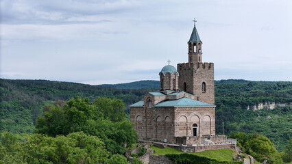 Fototapeta premium Veliko Tarnovo Tsarevets Fortress drone panorama Bulgaria Europe