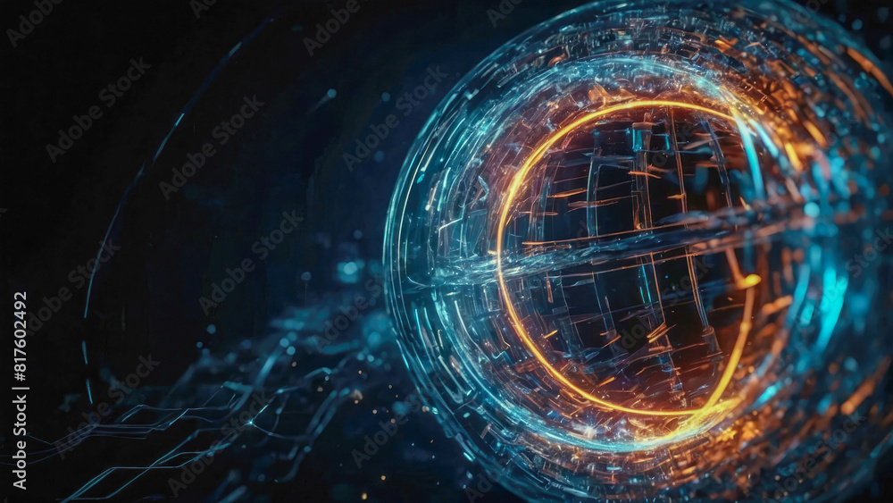 Poster abstract technology concept. network connection structure with glowing particles
