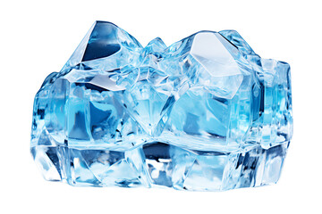 Fototapeta premium Beautiful light blue Iceberg, Antarctica isolated on cut out PNG or transparent background. Realistic mountain clipart template pattern. Cold weather causes water to turn into ice cubes.