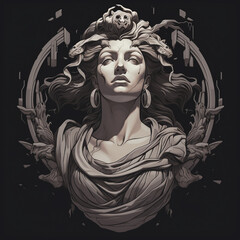 Minimalistic illustration of greek statue.