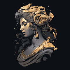 Minimalistic illustration of greek statue.