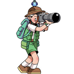 Man birdwatching in the forest