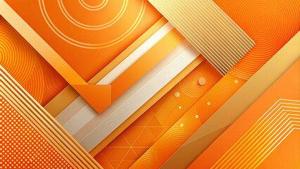 Abstract Geometric Design with Layered Orange and White Stripes - Vibrant Textured Patterns with Shadows and Gradients for Modern Digital Wallpaper, Graphic Design, or Creative Artistic Projects.