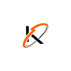 Letter K and flash, power logo design
