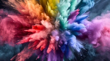 A dynamic explosion, where colored powders take the stage