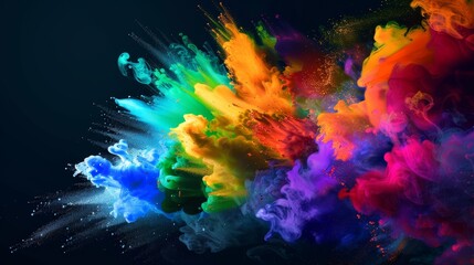 A dynamic explosion, where colored powders take the stage