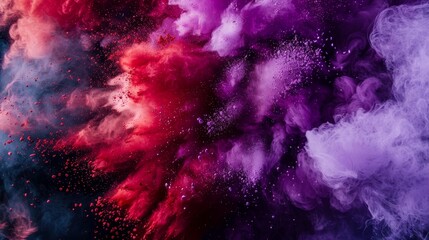 Fototapeta premium A spectrum of powders mid-explosion, from red to purple