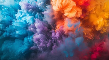 Fototapeta premium Dynamic powder plumes in a vibrant color transition