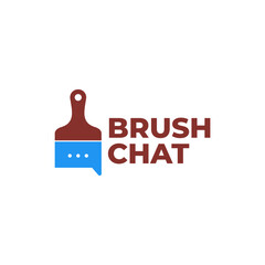 BRUSH CHAT TALK LOGO ICON ILLUSTRATION