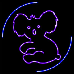 Obraz premium koala neon sign, modern glowing banner design, colorful modern design trend on black background. Vector illustration.