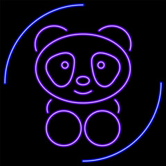 Obraz premium panda neon sign, modern glowing banner design, colorful modern design trend on black background. Vector illustration.