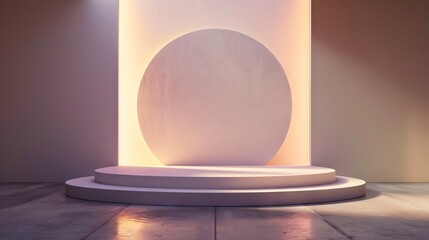 A white podium in a room with light coming through.