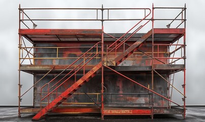 AI creates red staircase in metal structure