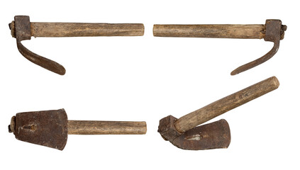 Adze cutting tool isolated on transparent  background. 