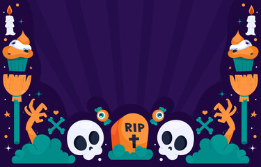 Halloween background vector with dark purple background