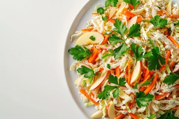 Vibrant Shredded Cabbage and Julienned Carrot Coleslaw