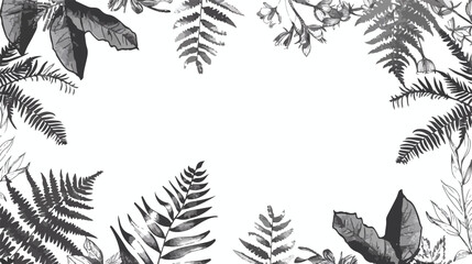 Monochrome flyer template decorated with forest ferns