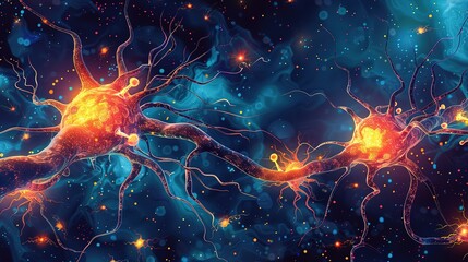 Microscopic view of neurons illustrating the complex network within the human brain, highlighting medical research on neurological disorders