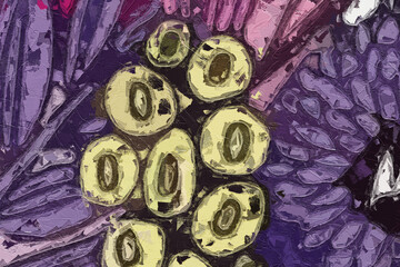 Oil painting and various flowers, tiger leaves, beautiful wedding illustrations