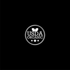 USDA organic certified icon isolated on dark background