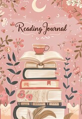 Pink pastel journal cover with the words "Reading Journal"